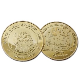 Christmas Eve Box Santa Wish Coin, Stocking Filler Keepsake, 40mm (1.57 inches), Metal, North Pole Themed
