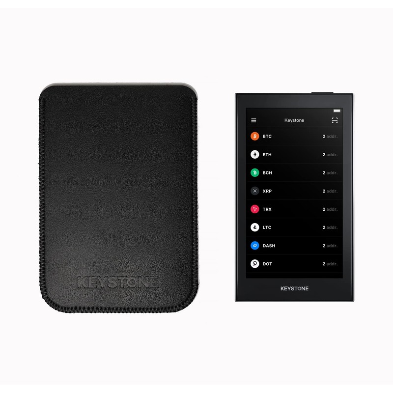 Keystone Crypto Hardware Wallet Pouch, Black PU Leather Case, Premium