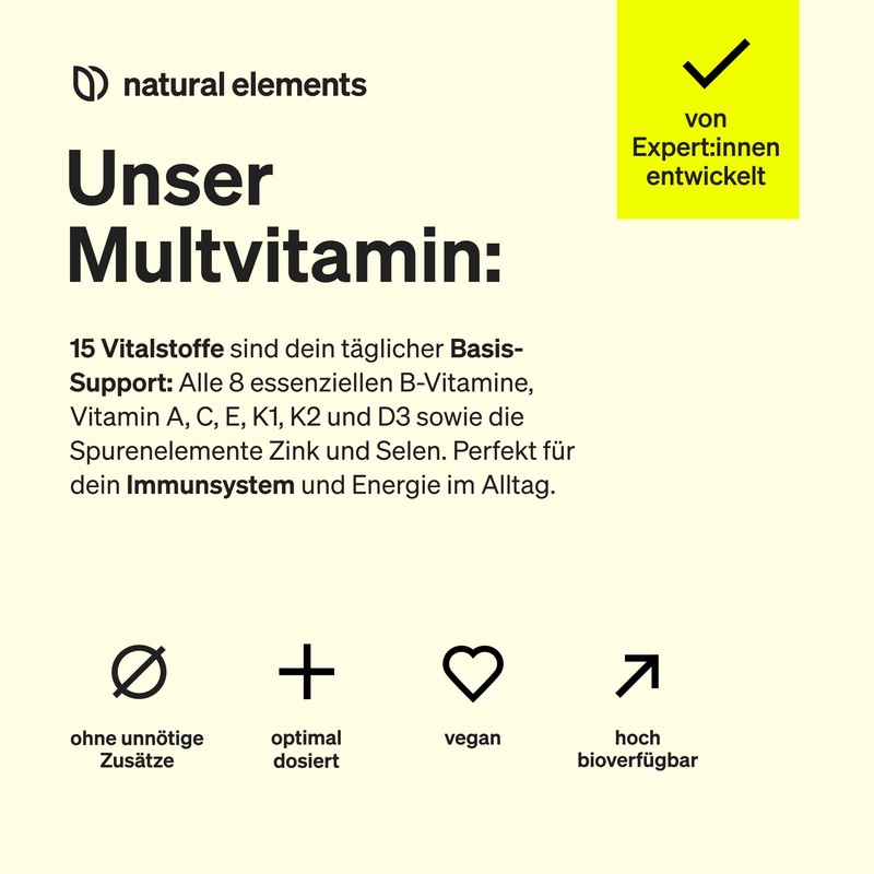 natural elements Multivitamin - 365 Vegan Tablets - Yearly Supply