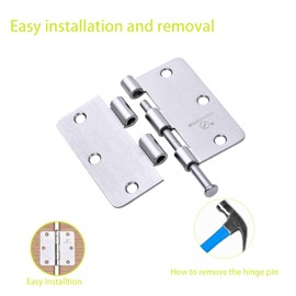 SORGMACH Door Hinge 3 1/2 Inch Interior Door Hinges Oil Rubbed Bronze Black 3.5 Inch Interior Hinges Flat Iron Hinge 3 ½"x 3 ½" Door Hardware 1/4" Radius - 12 Pieces