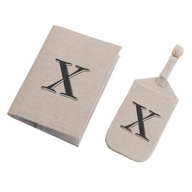 Lillian Rose, Tan Monogram Letter X Luggage Tag/Passport Cover, 6.75 by 5.75"