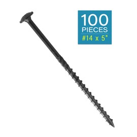 #14 x 5" Black IMScrews Wood Deck Screws - T30 Star Drive with Large Washer Head - Rust-Resistant Outdoor Deck Screws for Timber, Log, and Landscaping Wood Projects Pack of 100