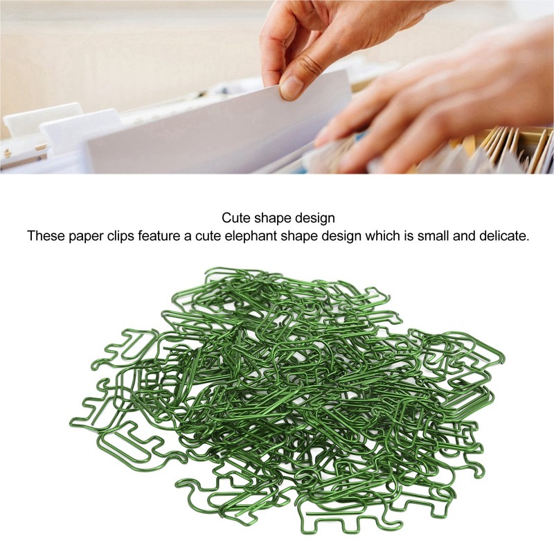 100pcs Paper Clip Cute Elephant Shaped Stainless Steel Paper Clip