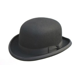 100% Wool Black Bowler Hat Fashion Hat Satin Lining (57cm)