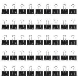 Pack of 80 Foldback Clips, 19 mm Black Foldback Clips, Small Paper Clips, Metal Mouth Clip, Paper Clips, Multi-Purpose Clips for Office and Household, Small Foldback Clips