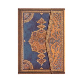 Safavid Indigo (Safavid Binding Art) Midi Lined Hardcover Journal: Hardcover, 120 gsm, Ribbon Marker, Memento Pouch, Wrap Closure