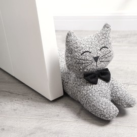 CERAYOU Cat Fabric Under Door Draft Stopper, 3LB Heavy Duty Decorative Soundproof Door Draft Blocker, 34 Inch Animal Energy Saving Draft Guard, Gentleman