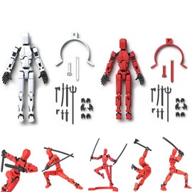 XUDUOO T13 Action Figure Set, 2PCS DIY Action Figure Stands, 3D Printed Multi-jointed Action Figures,Action Figure with Magnetic Design,Action Figure for Game Lovers Gifts (COLOR)