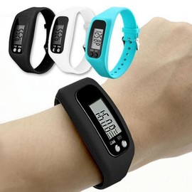 Digital Clock Pedometer Black 2ea