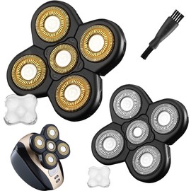 Universal 5-Blade Head Shaver Replacement - 2 PCS Electric Razor Heads for Beard and Hair Trimming