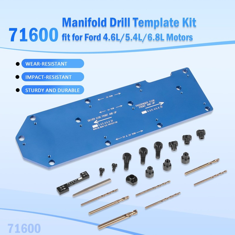 71600 Manifold Drill Template Kit fit for Ford 4.6L/5.4L/6.8L V10