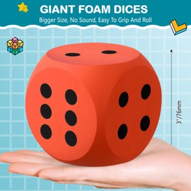 Shappy 3 Inches Foam Dice Fun Filled Large Educational Toy Kawaii Giant Decorative Eva Foam Jumbo Dice Big Square Building Blocks for Board Game Nights Learning Sessions(Orange,1 Pc)