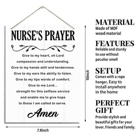 Nurse's Prayer Sign - Rustic Hanging Wood Plaque, Christian Themed Hospital Decor, Motivational Gift for Nursing School, Office Wall Door Decoration