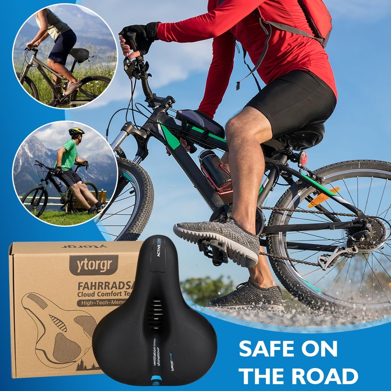 ytorgr Bicycle Saddle Memory Foam Ergonomic Shock Absorbing Breathable Bicycle