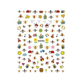 Generic Bee Nail Sticker Ladybugs Yellow Daisy Flower Leaves Xh679Sa Nail Wraps Stickers Manicure Supplies for Women Nails Full Long Lasting Easy Apply and Remove
