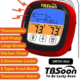 Multifunctional Digital Thermometer for Cooking,Food Thermometer+Thermometer Alarm+Kitchen Timer,Large Color Screen,Instant Read,Fast Response,grill bbq accessories,Kitchen Oven Meat Thermometer-DMT01