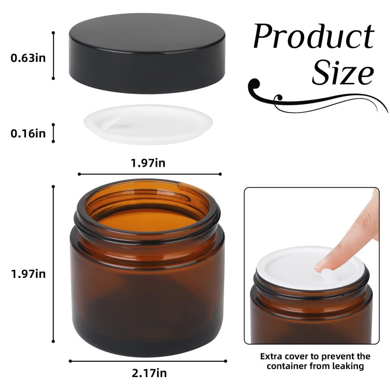 2oz Amber Glass Jars with Lids - Small Dark Glass