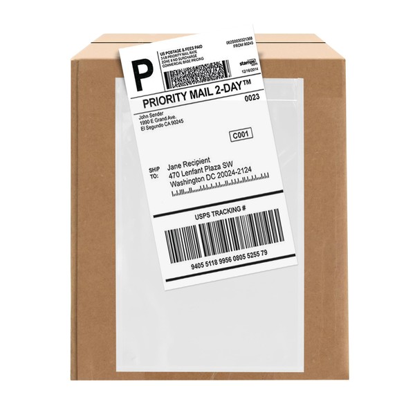 100 Count 6.5" x 10" Shipping Label Envelopes, Clear Packing