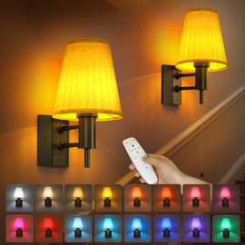 Jantolumi Battery Operated Wall Sconces Black Remote Control, 5200mAh Rechargeable Wireless Wall Lights, Vintage Style 16 Colors Timer & Dimmable Battery Wall Lamp for Bedroom, Living Room, Hallway