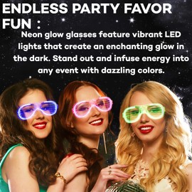 Fsmiling 24 Pack Light Up Glasses Adults Led Glasses Glow In The Dark Party Supplies for New Year's Eve Mardi Gras Valentine's Party