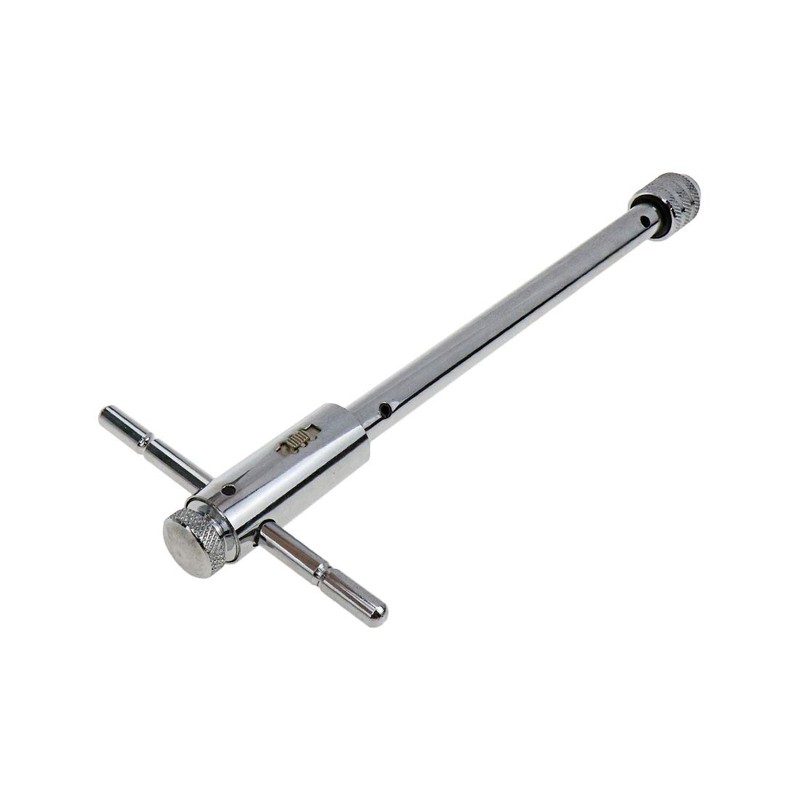 Quluxe Adjustable T-Handle Ratchet Tap Wrench, Silver Alloy Steel, M3-8