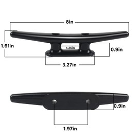 WTMORE Boat Cleat, High Impact Black Nylon Dock Cleat, Boat Cleats 8 inch with Screws,Boat Dock Cleats-Rope Cleat Perfect for Marine, Deck, Nautical Decor/Home Decor (6 Pack)