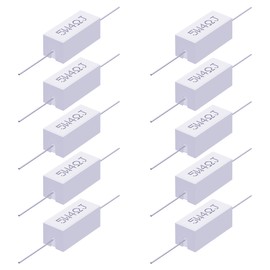Skweawert Cement Resistor, 10PCS 5W 4 Ohm 5% Axial Lead Wire Resistor White Wound Fixed Ceramic Resistors Wirewound Power Resistors Flame Heat Moisture Resistance Precharge Horizontal Resistors