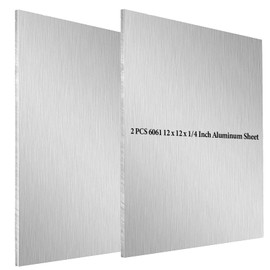 HEIHAK 2 Pack 6061 12 x 12 x 1/4 Inch Aluminum Sheet, T6 Heavy Duty Flat Plain Multifunctional Metal Square Aluminum Plate Sheet for DIY Construction, Mechanical Workshop