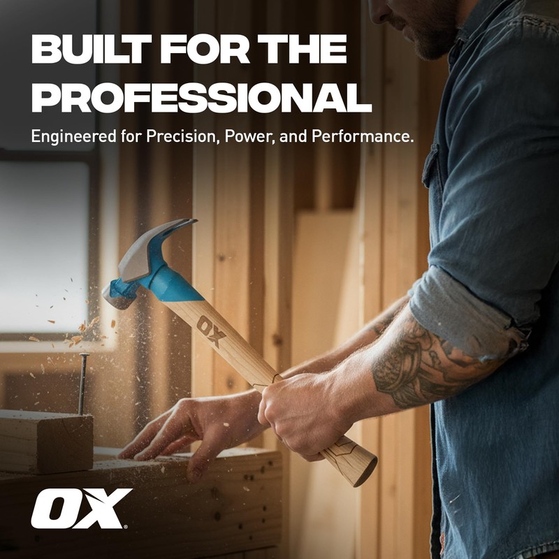 OX Tools Pro Series 18oz California Framing Hammer, Milled Face