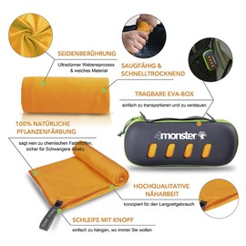 4Monster Microfibre Towels in 5 Colours, Absorbent Sports Towel, Ultra Light, Quick-Drying Travel Towel for Fitness, Sports, Sauna, Yoga, Travel