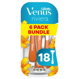 Gillette Venus Riviera Women's Razors, 6x3 Pack Women's Disposable Razors (18 Razors)
