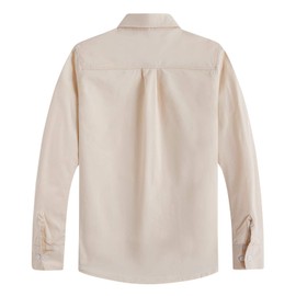 Spring&Gege Boys' Long Sleeve Dress Shirts Formal Uniform Woven Solid, Beige, 13-14 Years