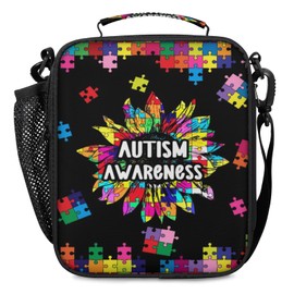 Lunch Box for Boys Girls - Reusable Insulated Lunch Bags for Kids - Autism Awareness Sunflower Large Capacity Cooler Back to School Lunch Thermal Meal Tote Kit