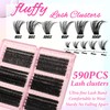 Gmagictobo Lash Clusters Fluffy Volume Eyelash Clusters 590Pcs Cluster Eyelash