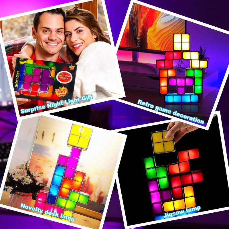 Vmxlso Stackable Night Light Children, 7 Colours Induction Interlocking Desk