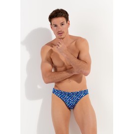 HOM Men's Slip De Bain Micro Socoa Swim Briefs, Navy print, XL