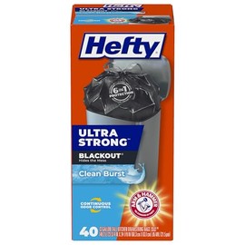Hefty Bolsas de basura ultra fuertes de 13 galones, bolsas de basura negras altas para cocina, tamaño de 13 galones, caja con cordón resistente a la rotura, control continuo de olores, opacidad, aroma