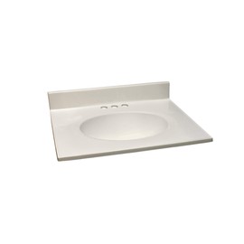 Design House 586271 Cultured Marble 25-inch Vanity Top with Integrated Oval Bowl, 4 Centerset, White on White