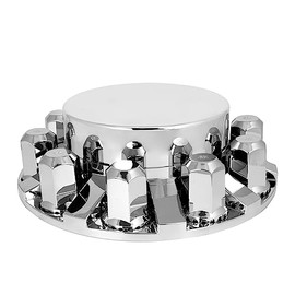 GG Grand General 40255 Chrome ABS Delux Front Axle Cover Set with Flat Hub and 33mm Hex Screw Lock