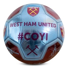 Hy-Pro Offiziell lizenzierter West Ham FC Fußball, Größe 1, Metallic Signature Fußball, West Ham Merchandise, The Hammers, Sammlerstück für Kinder und Erwachsene