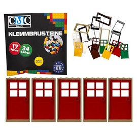 CMC imports 5 x Clamping Blocks Door Frame + Door Leaf 1 x 4 x 6 Nubs City Building City 60596 (Beige - Red)