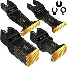 Froylot Latest Titanium Oscillating Tool Blades, Universal Multitool Blades for Metal Wood Cutting,Multi Tool Blades Kits Fit Dewalt Bosch Milwaukee Ryobi Rockwell Fein Makita(18pcs)
