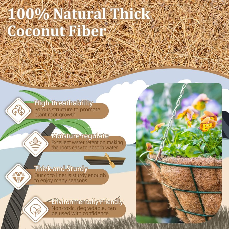 Legigo 4 Pack 20 Inch Hanging Basket Coco Liners Replacement,