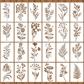 soitzhoc 24 sheets stencils for painting on wooden boards,flower stencils for walls, for crafts reusable,painting templates,for on Wood, walls, furniture