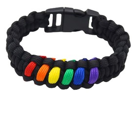 TUYOBG Rainbow Braided Parachute Bracelet with Plastic Buckle, Stylish Rope Bracelet for Outdoor Survival Bracelet, Robust Woven Bracelet, Emergency Rescue Bracelet for Men and Women
