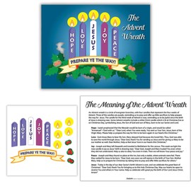 Advent Wreath Activity Card, Christmas Tradition Sticker Sheet, Hope, Love, Joy, and Peace Candles (Pack of 3)