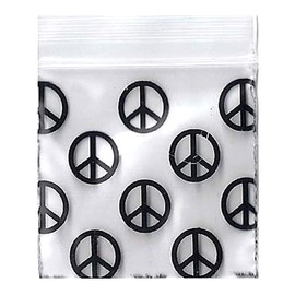 1000-1.5" x 1.5" 1515 Peace Zipper Lock Baggies Craft Resealable Plastic Baggy 2 Mil Zipper Poly Bags