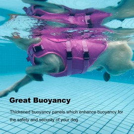 Petglad Dog Life Jacket, Reflective Dog Harness Life Vest with Rescue Handle for Swimming Boating, Adjustable High Buoyancy Flotation Swim Vest for Small Meium Large Dogs - Pink, L