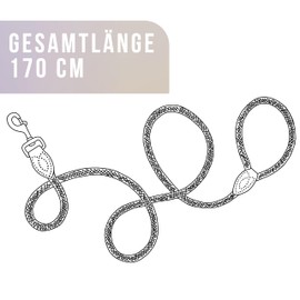 ne&no Rope Lead 1.7 m (Slightly Stretchy) for Medium to Large Dogs I Training Lead I Robust Dog Lead I Round Braided I Rope Lead Dog I City Lead I Dog Leash Taupe, 170 cm