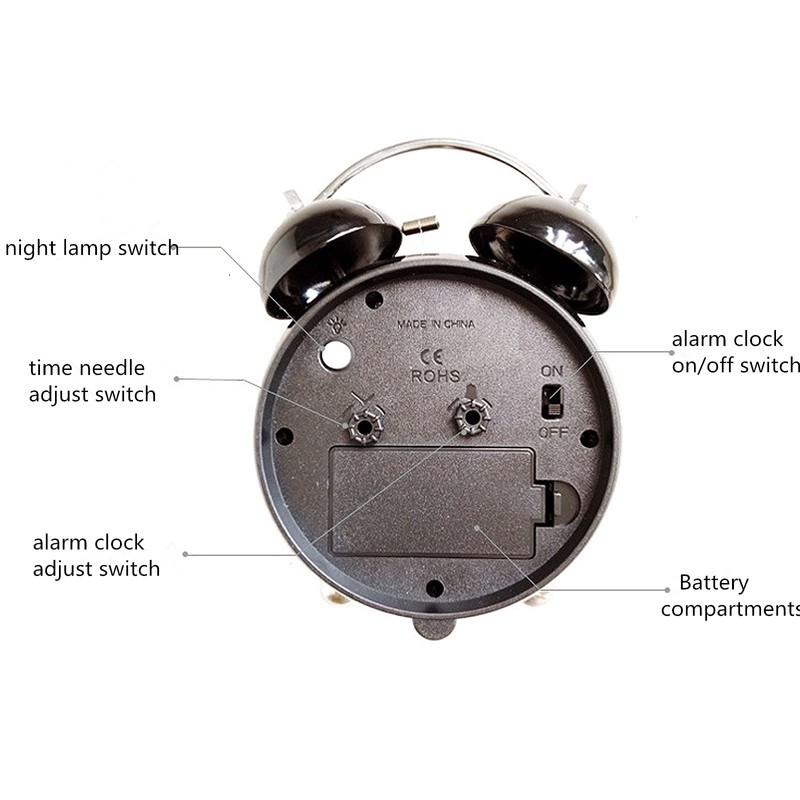 Quniko Loud Twin Bell Alarm Clock with Backlight for Bedroom